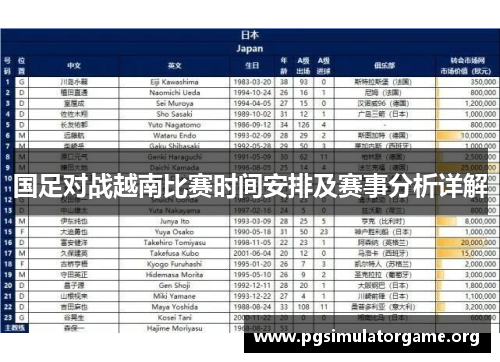 国足对战越南比赛时间安排及赛事分析详解