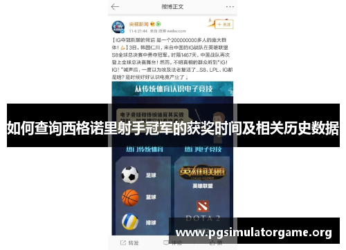 如何查询西格诺里射手冠军的获奖时间及相关历史数据