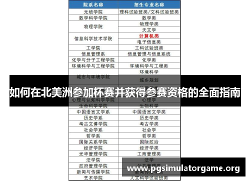 如何在北美洲参加杯赛并获得参赛资格的全面指南